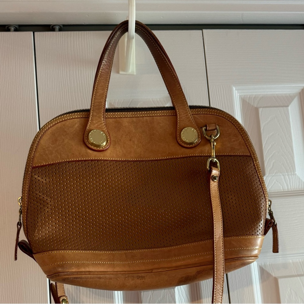 VINTAGE Dooney & Bourke Cabriolet TAN Perforated Leather Handbag purse. USA made